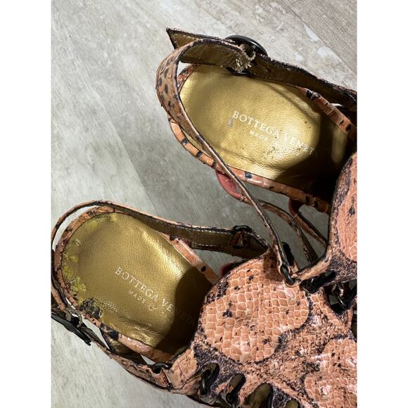 Bottega Veneta Snakeskin Strappy Heels Size 37 - Picture 3 of 12